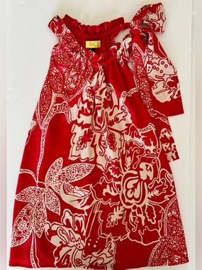 SoCa Red & Cream Floral Halter Dress